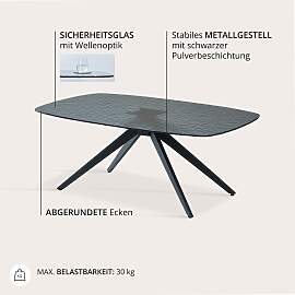 Couchtisch STOLKOM "Elias Glastisch schwarz,