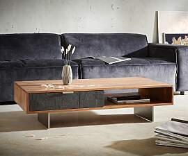Couchtisch Teele 115x60 cm Akazie Natur Schiefer 2 