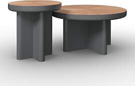 Couchtisch Viola Grau/Eichefarben 2er Set Rund