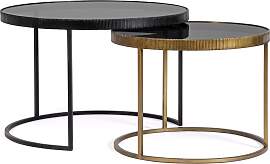 Couchtisch Yamir 2er-Set aus Metall und Glas,