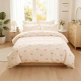 Covebett Bettwäsche 135x200 Beige mit Rosa