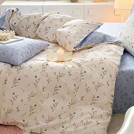 Covebett Bettwäsche 135x200 Blau Weiß Blumen