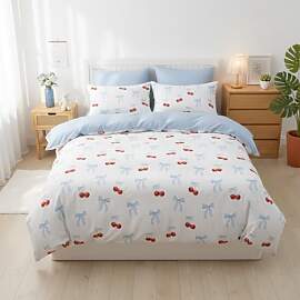 Covebett Bettwäsche 135x200 Mädchen Blau Weiß