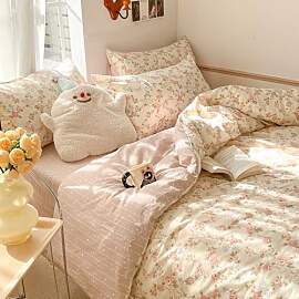 Covebett Bettwäsche 135x200 Rosa Beige Blumen