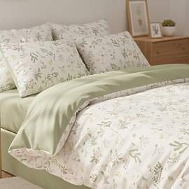 Covebett Bettwäsche 135x200 Weiß Grün Blätter