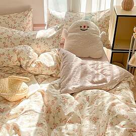 Covebett Bettwäsche 140x200 Beige Rosa Blumen