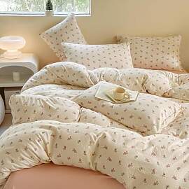 Covebett Bettwäsche 155x220 Rosa Weiß Blumen