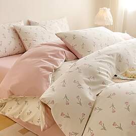 Covebett Bettwäsche Baumwolle 140x200 Rosa Weiß
