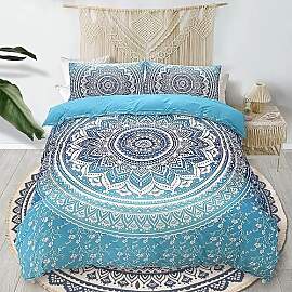 Covebett Boho Bettwäsche 135x200 Blau Weiß