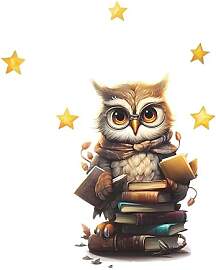 COVPAW Wandtattoo Eule Bücher Sterne