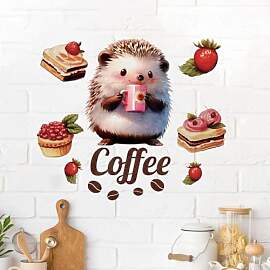 COVPAW Wandtattoo Kaffee Igel Kuchen Wandaufkleber 