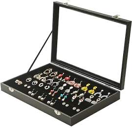 Coward Ohrring-Organizer-Tablett-Box, Schwarzes
