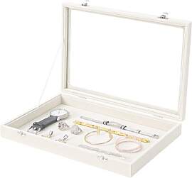Coward Schmuck-Organizer-Box, beige, Samt, blanko, 