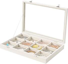 Coward Schmuck-Organizer-Box, beiger Samt, 12