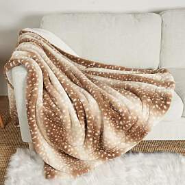 COZY KISS Kunstfell Decke mit Hirsch-Print,