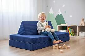 CozyKing Kindersofa in Cord Blau – Weiches