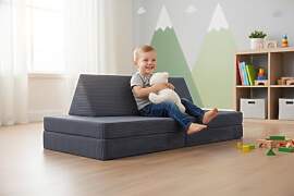 CozyKing Kindersofa in Cord grau – Weiches