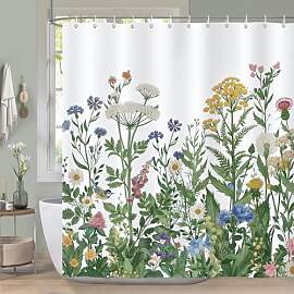 COZZSNUGE Duschvorhang 180 x 180 cm Blumen, Bunt