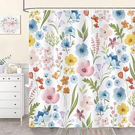 COZZSNUGE Duschvorhang 180 x 180 cm Blumen, Bunte