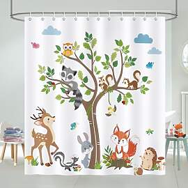 COZZSNUGE Duschvorhang 180 x 180 cm Waldland
