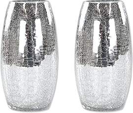 Crackle Glas 9,5 x 17cm hoch Silber bauchig