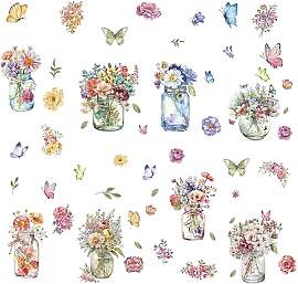 craspire 8 Blatt Blumen-Fensteraufkleber, Vase,