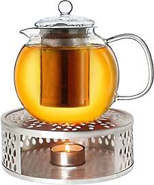 Creano Teekanne aus Glas 0,85l + ein Stövchen aus 