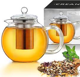 Creano Teekanne aus Glas 1,3l, 3-Teilige