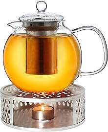 Creano Teekanne aus Glas 1,3l + ein Stövchen aus
