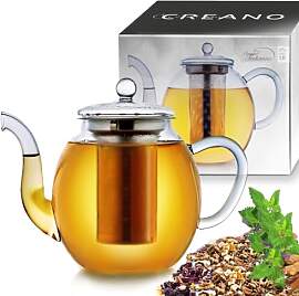 Creano Teekanne aus Glas 1,5l mit Edelstahl-Filter 