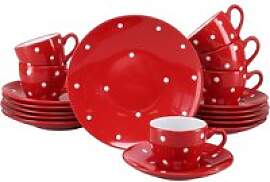 CreaTable Kaffeeservice Polka Dots weiß Steinzeug 