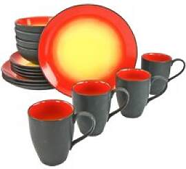 CreaTable Kombiservice HOT RED rot Steinzeug 16