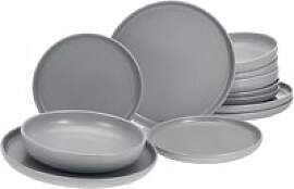 CreaTable Tafelservice Uno grau Steinzeug 12 tlg.
