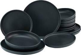 CreaTable Tafelservice Uno schwarz Steinzeug 12