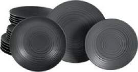 CreaTable Teller-Set Lava Stone schwarz Steinzeug