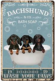 CREATCABIN Dackel Blechschild Badewanne Vintage