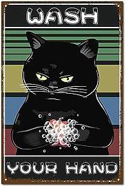 CREATCABIN Metallschild Schwarzer Katze,Bitte