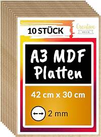 Creative Deco 10 x A3 MDF Platten | 420 x 300 x 2
