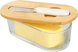CRROEL 350ML Butterdose mit Holzdeckel, Butterdose 