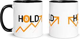 Cryptocurrency Tasse Hold Bitcoin Weißer