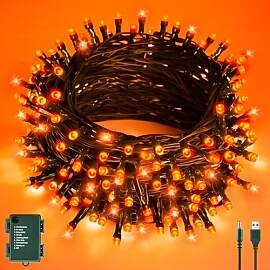 cshare Halloween Deko Orange Lichterkette Outdoor, 