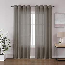 CUCRAF Leinenoptik Voile Vorhänge mit Ösen