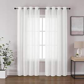 CUCRAF Leinenoptik Voile Vorhänge mit Ösen