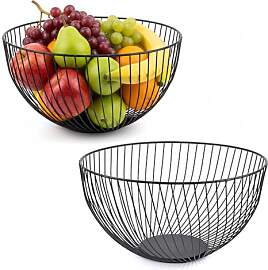 Culinavog 2 Stück Obstkorb Schwarz Metall, 25.5 X 