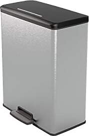 CURVER DECO BIN Mülleimer, Kunststoff, Silber