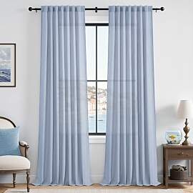 CUTEWIND Gardine Blau Leinen Halbtransparent 2er