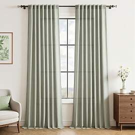 CUTEWIND Gardine Grün Leinen Halbtransparent 2er