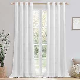 CUTEWIND Gardine Weiß Leinenoptik Halbtransparent 
