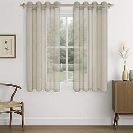 CUTEWIND Vorhänge Beige Kurz mit Ösen, Vorhang