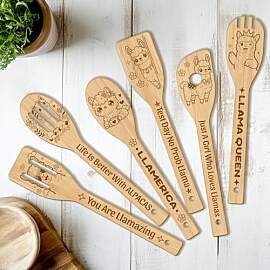 CUTHOLLOW 6Pcs Alpakas Kochlöffel Holz Set,